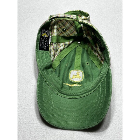 John Deere Hat Cap Boys Snapback Green Yellow Plaid Tractor K Products Youth Kid - Picture 4 of 7